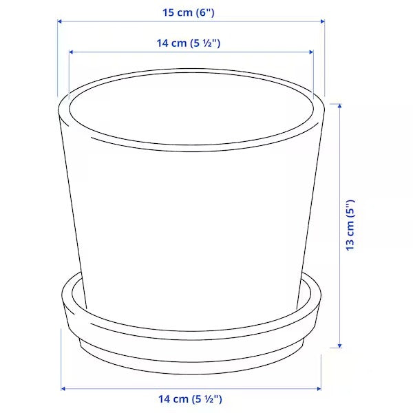 KLARBÄR Plant pot with saucer, in/outdoor brown, 24 cm