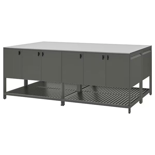 BÅTSKÄR Outdoor kitchen island, outdoor/dark grey, 240x120 cm