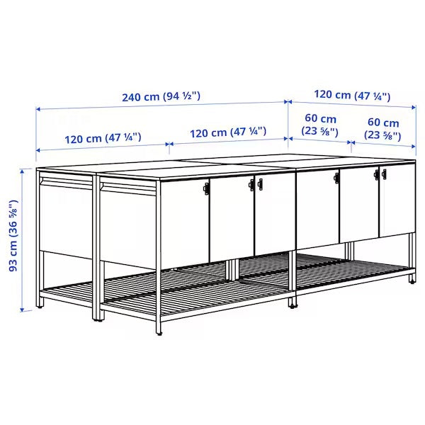 BÅTSKÄR Outdoor kitchen island, outdoor/dark grey, 240x120 cm