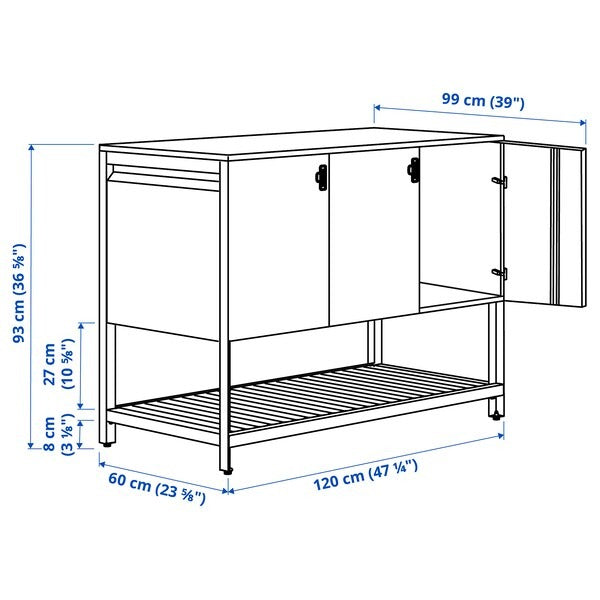 BÅTSKÄR Closed kitchen unit, outdoor/dark grey, 120x60 cm