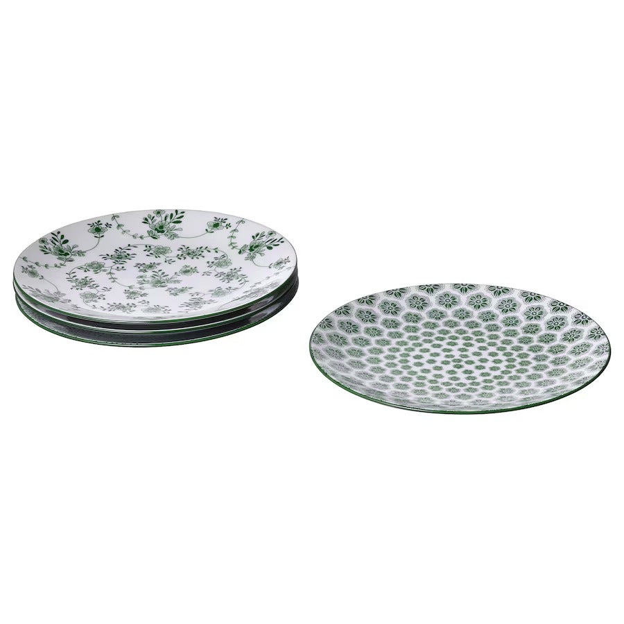 ENTUSIASM Side plate, patterned/blue, 18 cm