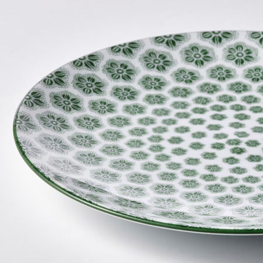 ENTUSIASM Side plate, patterned/blue, 18 cm