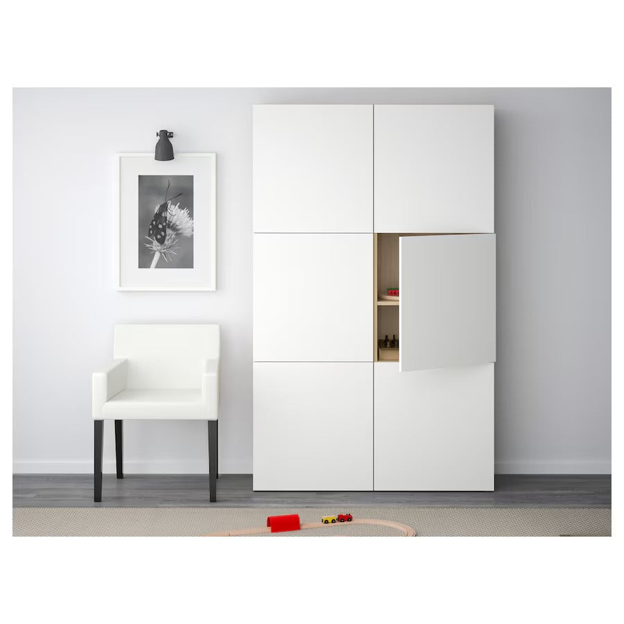 BESTÅ Storage combination with doors, white/Lappviken white, 120x42x193 cm