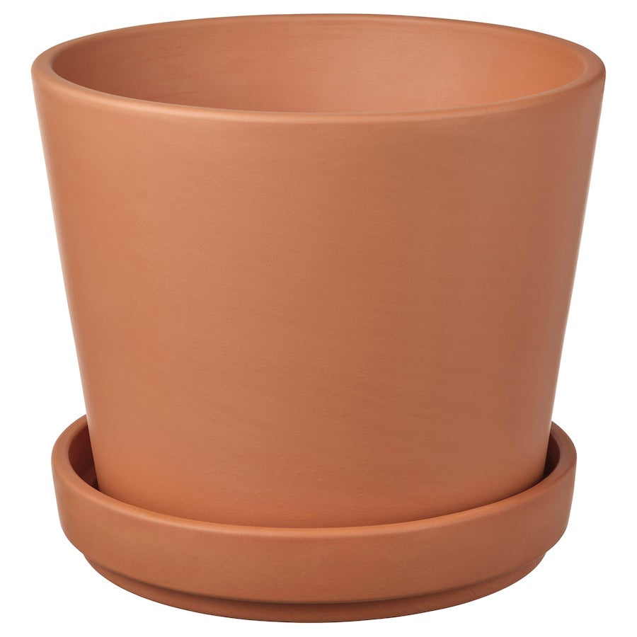 BRUNBÄR Plant pot with saucer, outdoor terracotta, 12 cm