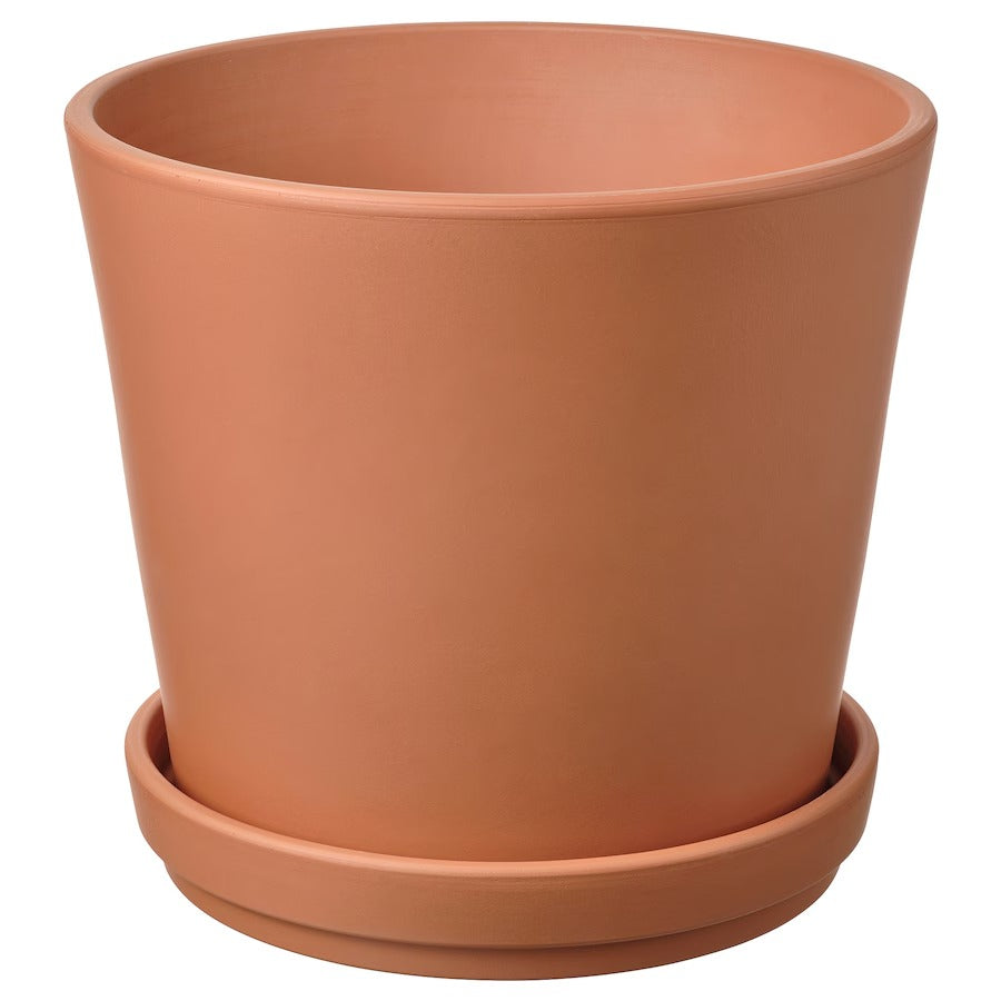 BRUNBÄR Plant pot with saucer, outdoor terracotta, 12 cm