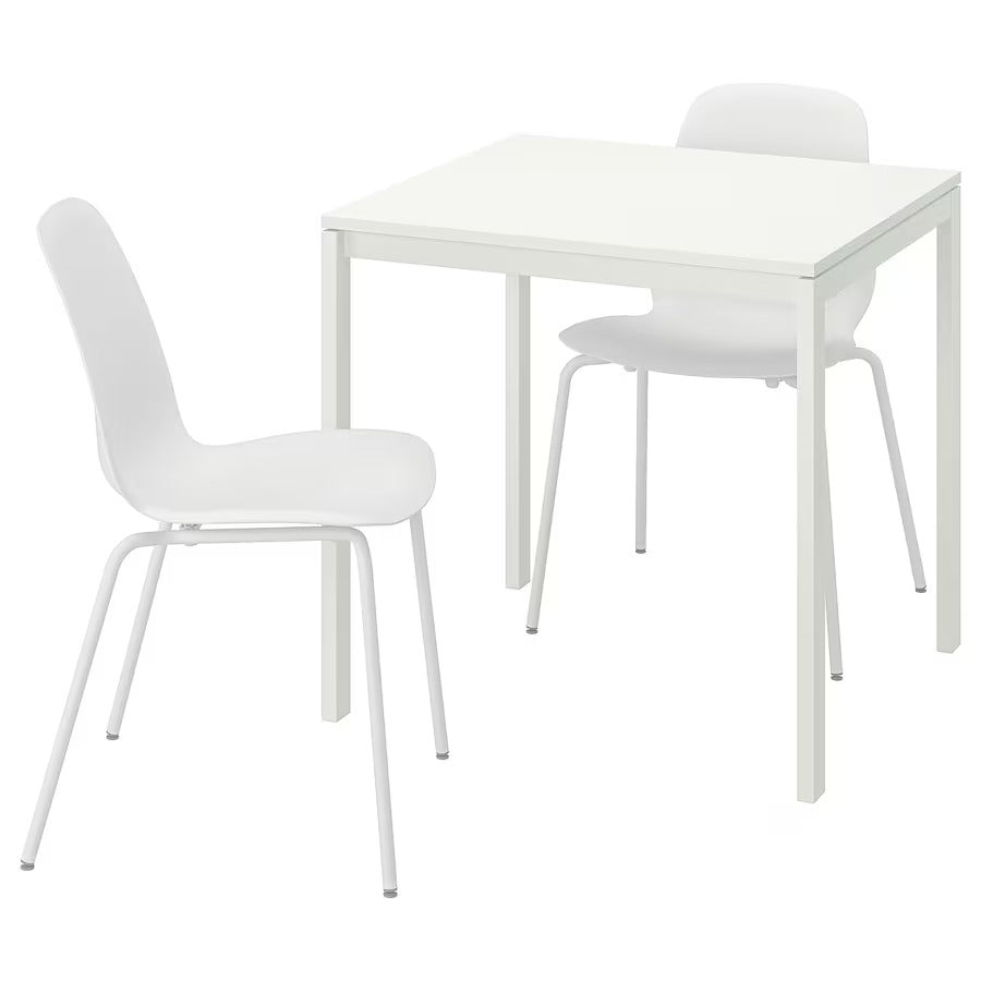 MELLTORP / KÄTTIL Table and 2 chairs, white/Knisa light grey, 75 cm