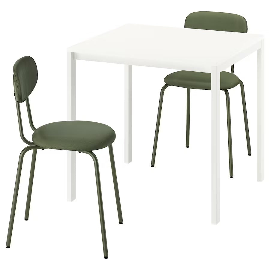 MELLTORP / KÄTTIL Table and 2 chairs, white/Knisa light grey, 75 cm