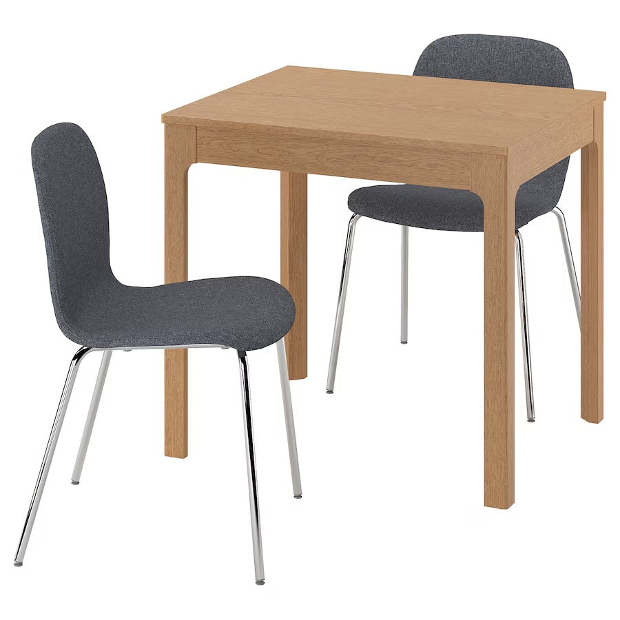 EKEDALEN / EKEDALEN Table and 2 chairs, oak oak effect/Orrsta light grey, 80/120 cm