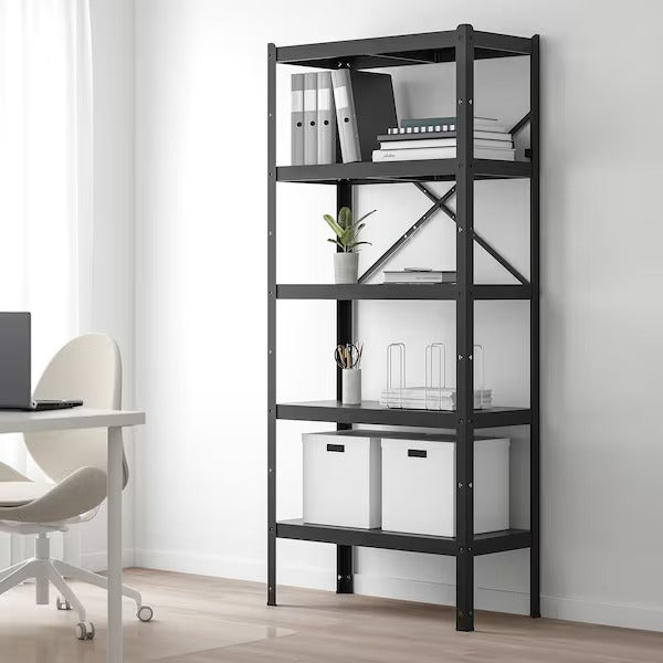 BROR Shelving unit, black, 85x40x190 cm