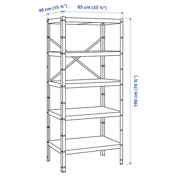 BROR Shelving unit, black, 85x40x190 cm