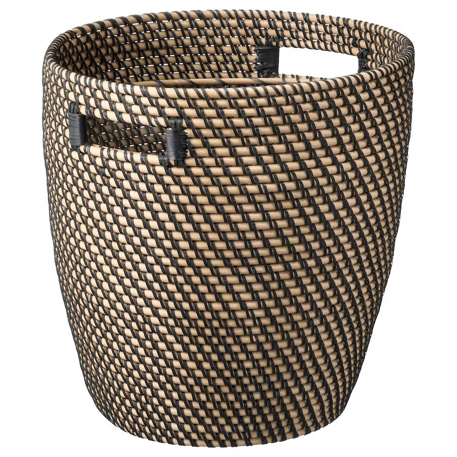 RÅGKORN Plant pot, in/outdoor dark grey/beige, 24 cm