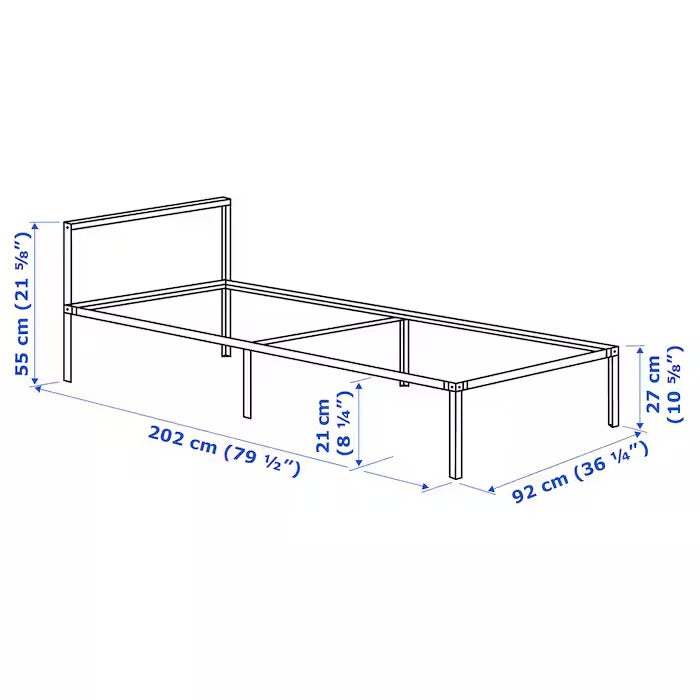 GRIMSBU Bed frame, grey, 90x200 cm