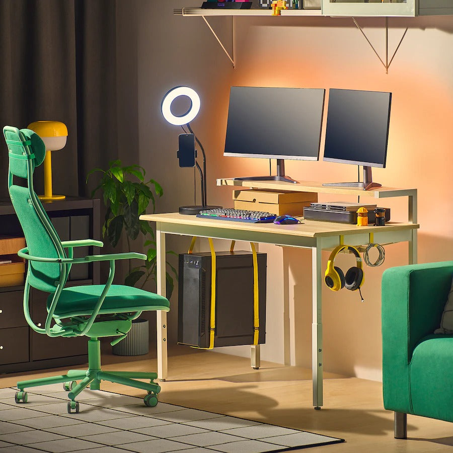 UTVISNING Gaming desk with shelf, black, 120x60 cm