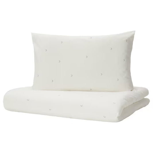 LENAST Duvet cover 1 pillowcase for cot, white, 110x125/35x55 cm