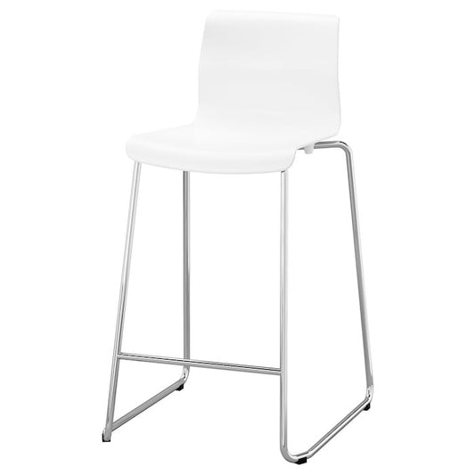 GLENN Bar stool, white/chrome-plated, 66 cm