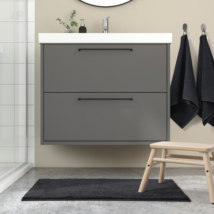 BACKMÅRA Bath mat, dark grey-blue, 50x80 cm