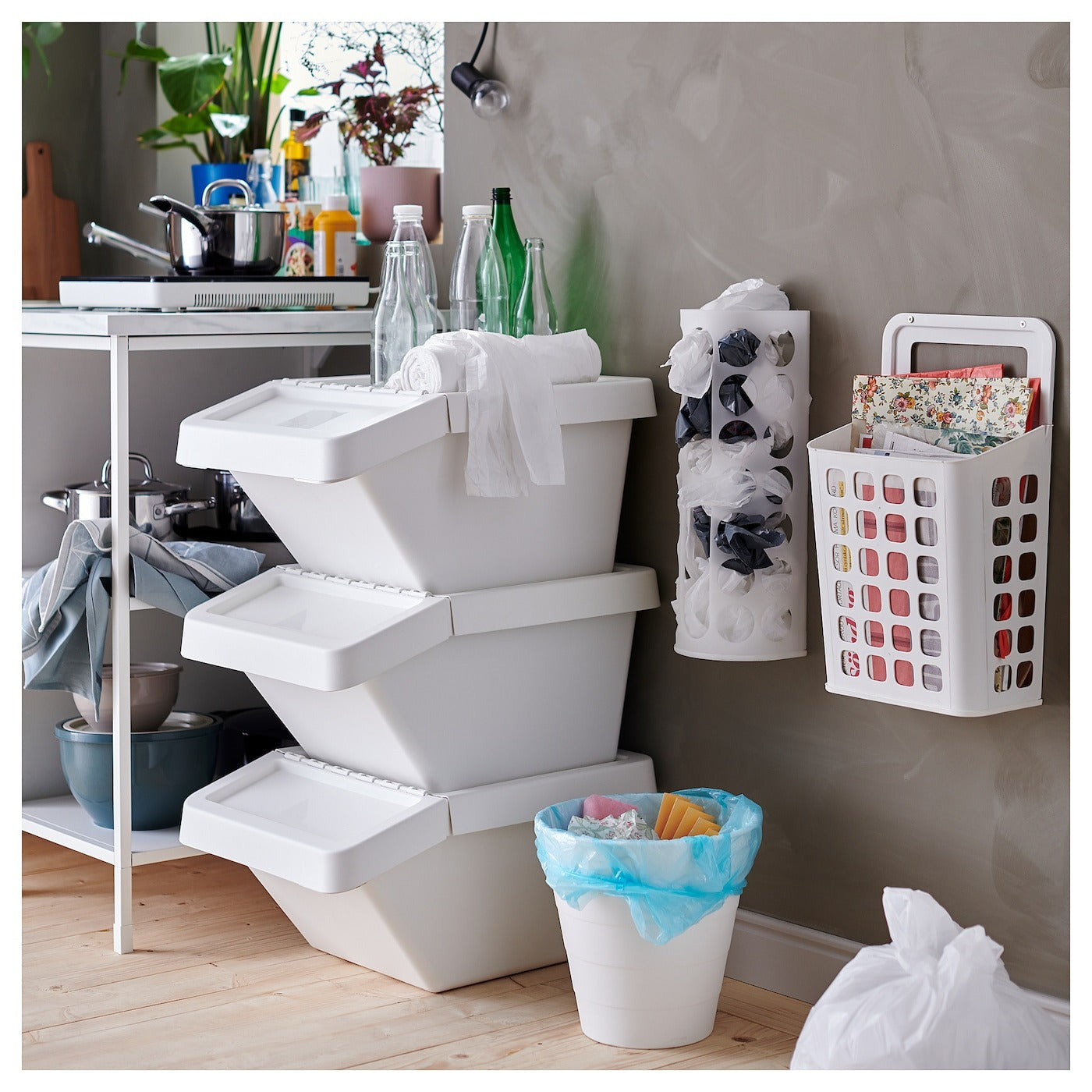 VARIERA waste bin, white, 10 l