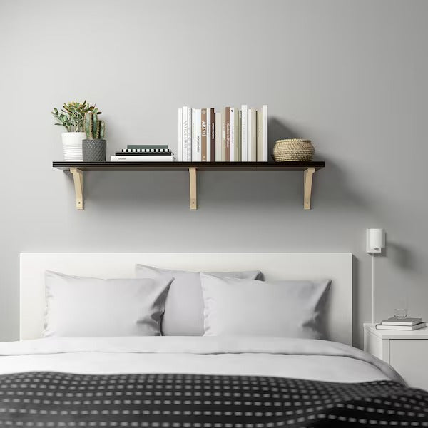 BERGSHULT / SANDSHULT Wall shelf, brown-black/aspen, 120x30 cm