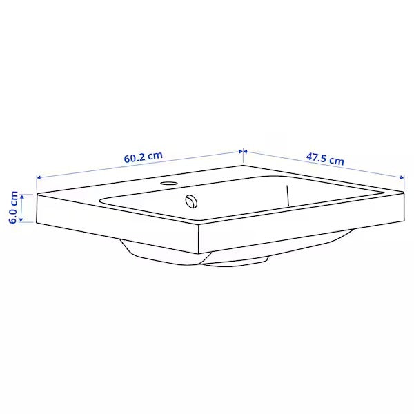 New BACKSJÖN Wash-basin with water trap, white, 80x48 cm