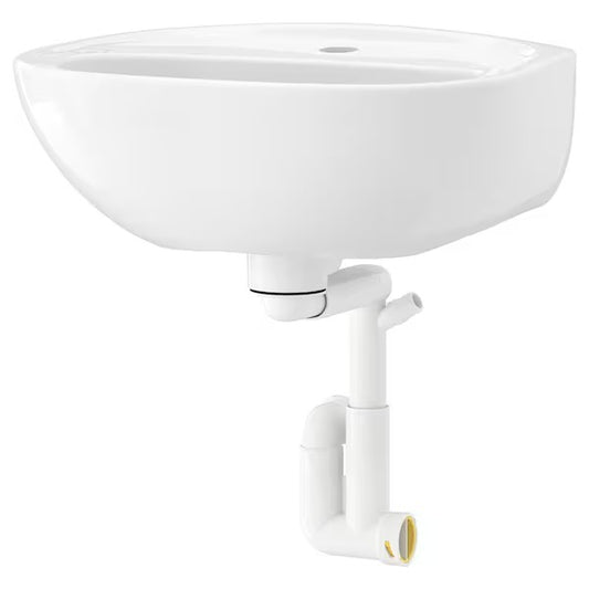 New SKATSJÖN Wash-basin with water trap, white, 45x35 cm