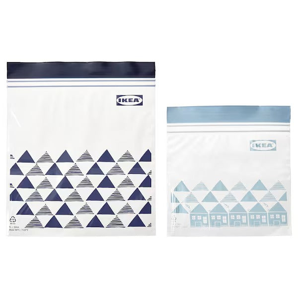 ISTAD Resealable bag, patterned/blue, 1/0.4 l