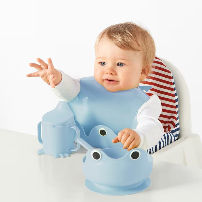 MATA 4-piece eating set, light blue