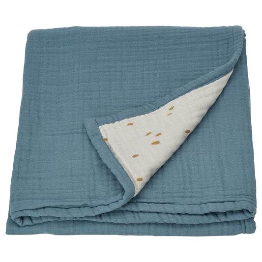 GULDVÄVARE Blanket, blue/white dotted, 80x100 cm