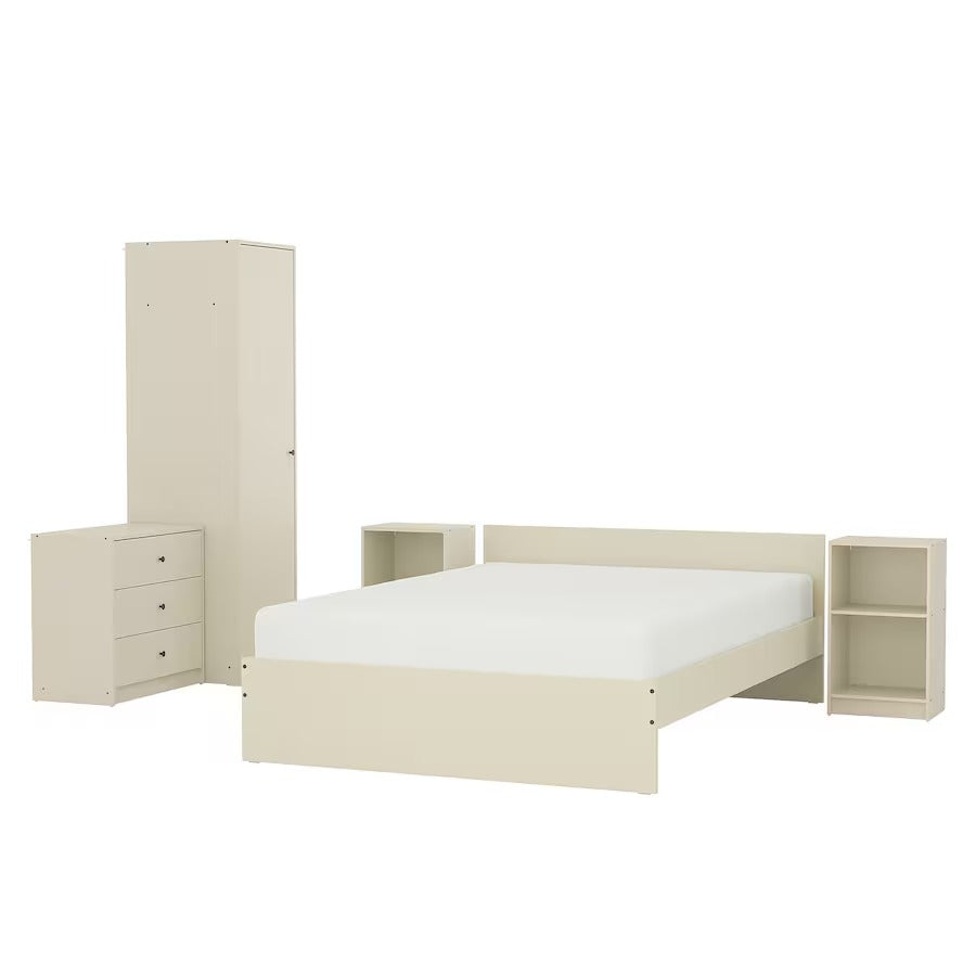 GURSKEN Bedroom furniture, set of 5, light beige, 150x200 cm