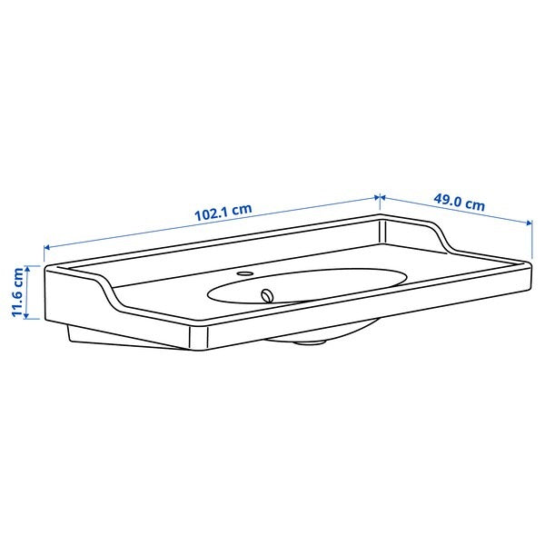 New RUTSJÖN Wash-basin with water trap, white, 102x49 cm