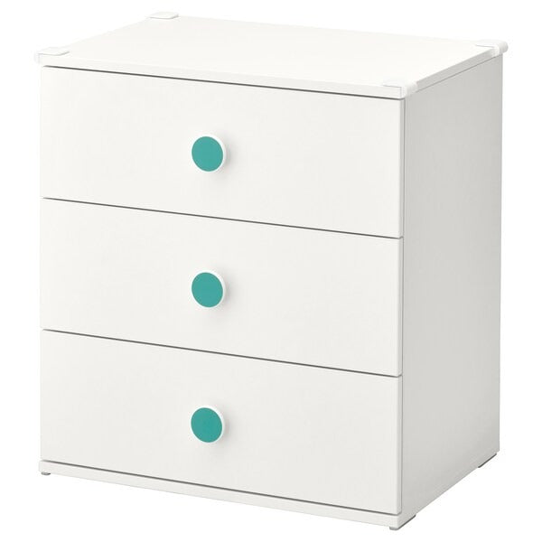 GODISHUS Chest of 3 drawers, white, 60x64 cm