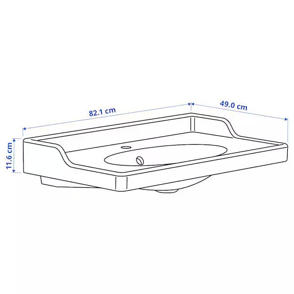 New RUTSJÖN Wash-basin with water trap, white, 102x49 cm