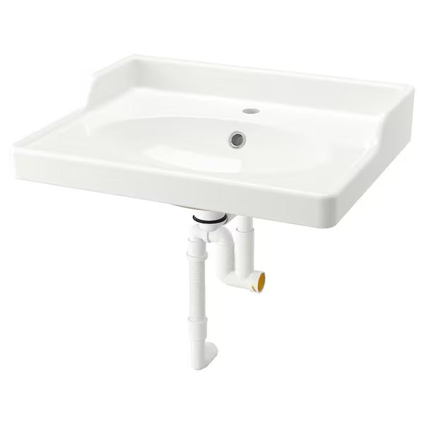 New RUTSJÖN Wash-basin with water trap, white, 102x49 cm