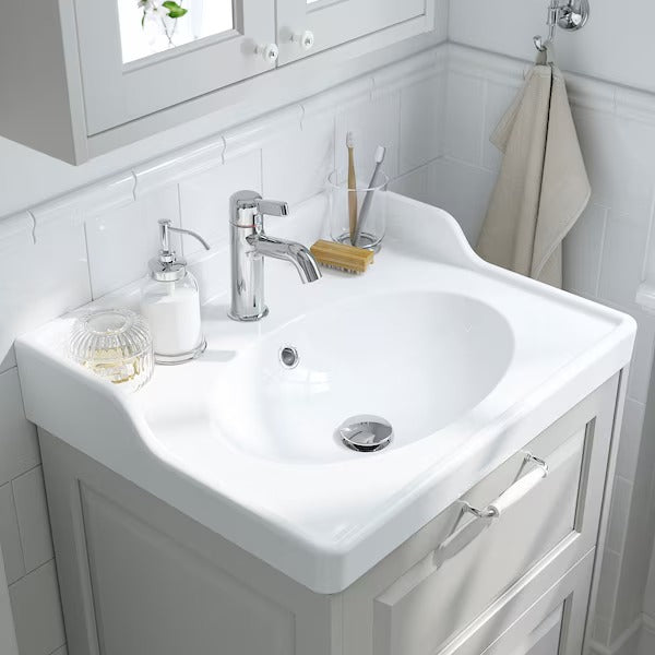 New RUTSJÖN Wash-basin with water trap, white, 102x49 cm