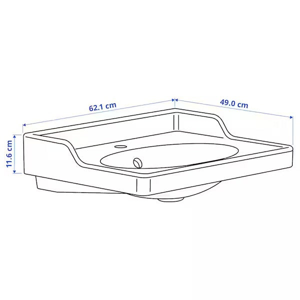 New RUTSJÖN Wash-basin with water trap, white, 102x49 cm