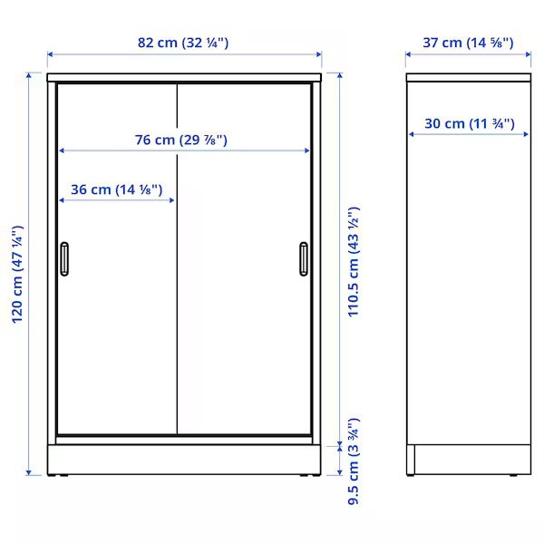 New TONSTAD Cabinet with sliding doors, brown stained oak veneer, 82x37x120 cm