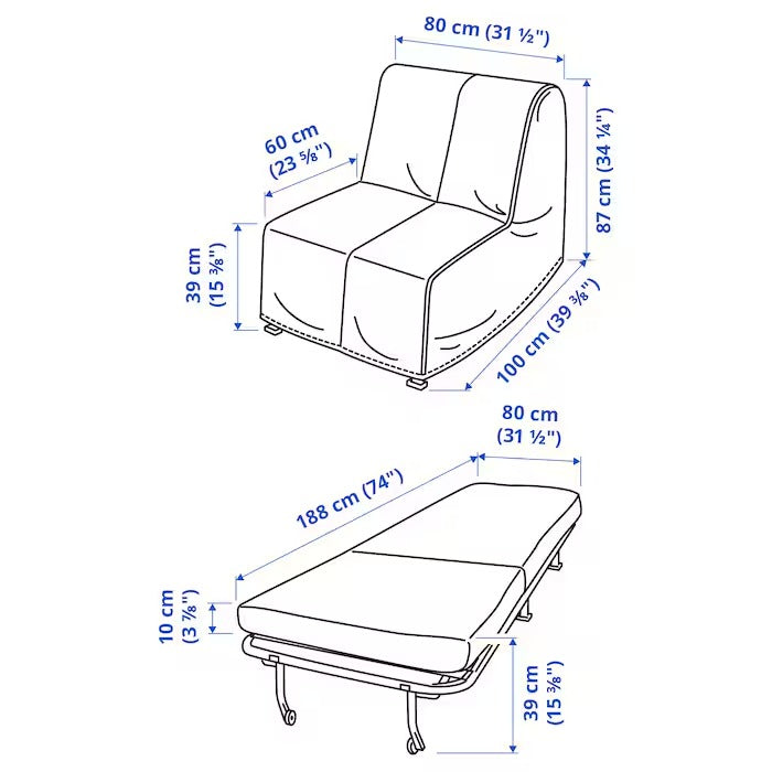 LYCKSELE LÖVÅS Chair-bed, Knisa light grey