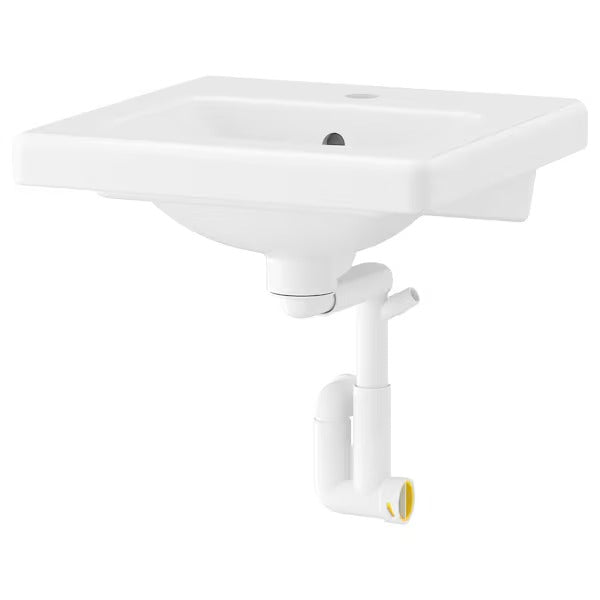 New TVÄLLEN Wash-basin with water trap, white, 64x43 cm