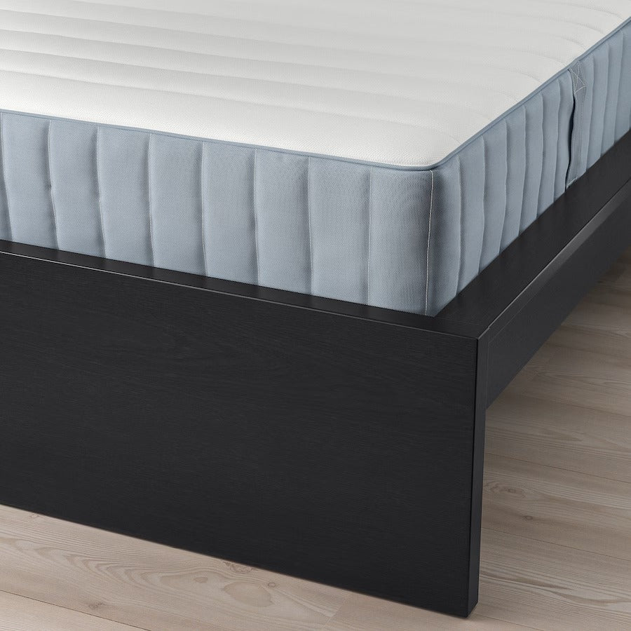 MALM Bed frame with mattress, black-brown/Valevåg firm, 90x200 cm