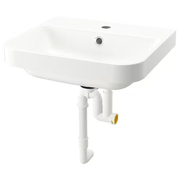 New BACKSJÖN Semi-recessed wash-basin w watr trp, white, 50x43 cm