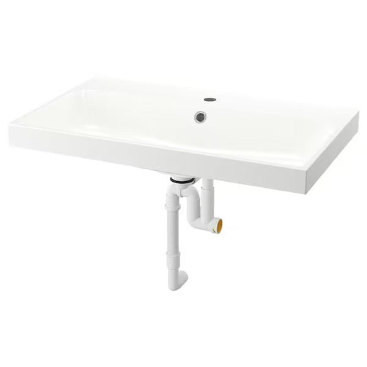 New BACKSJÖN Wash-basin with water trap, white, 80x48 cm