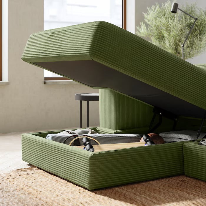 JÄTTEBO Chaise longue module, left, with armrest/Samsala dark yellow-green