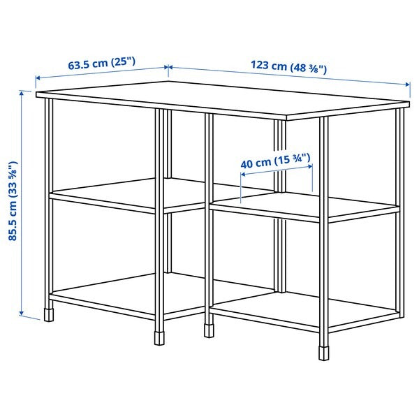 ENHET Kitchen island, white, 123x63.5x85.5 cm