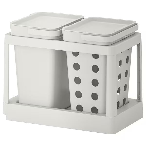 HÅLLBAR Waste sorting solution, with pull-out ventilated/light grey, 20 l