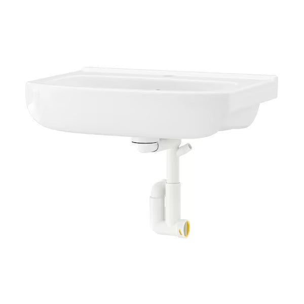 New BJÖRKÅN Wash-basin with water trap, white, 54x40 cm