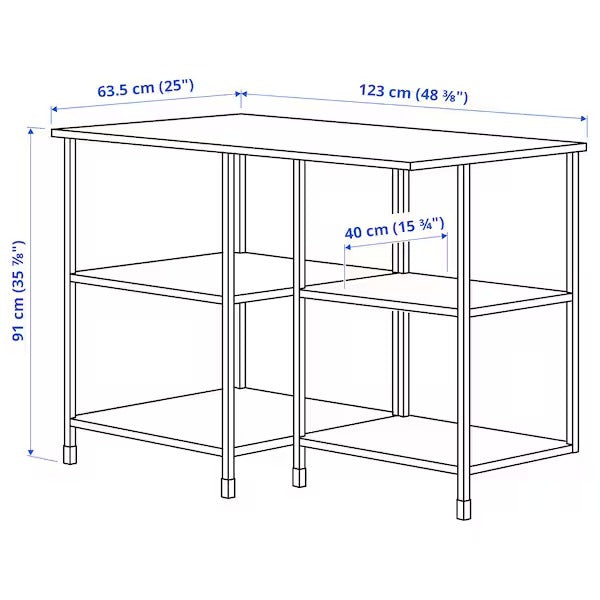 ENHET Kitchen island, white, 123x63.5x85.5 cm