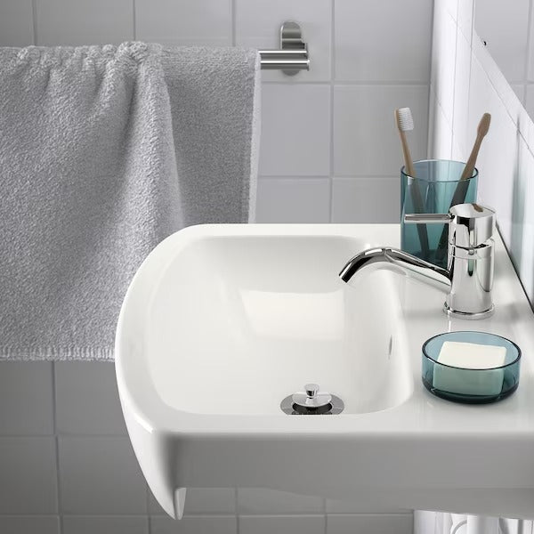 New BJÖRKÅN Wash-basin with water trap, white, 54x40 cm