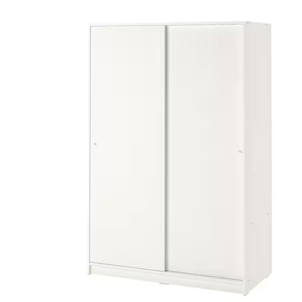 KLEPPSTAD Wardrobe with sliding doors, white, 117x176 cm