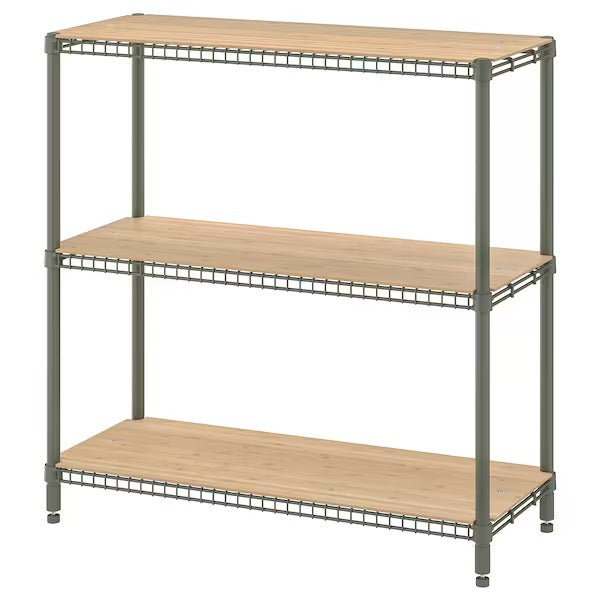 OMAR 1 shelf section, grey-green bamboo, 92x36x94 cm
