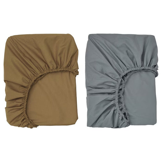 GULDVÄVARE Fitted sheet for cot, dark yellow/blue, 60x120 cm