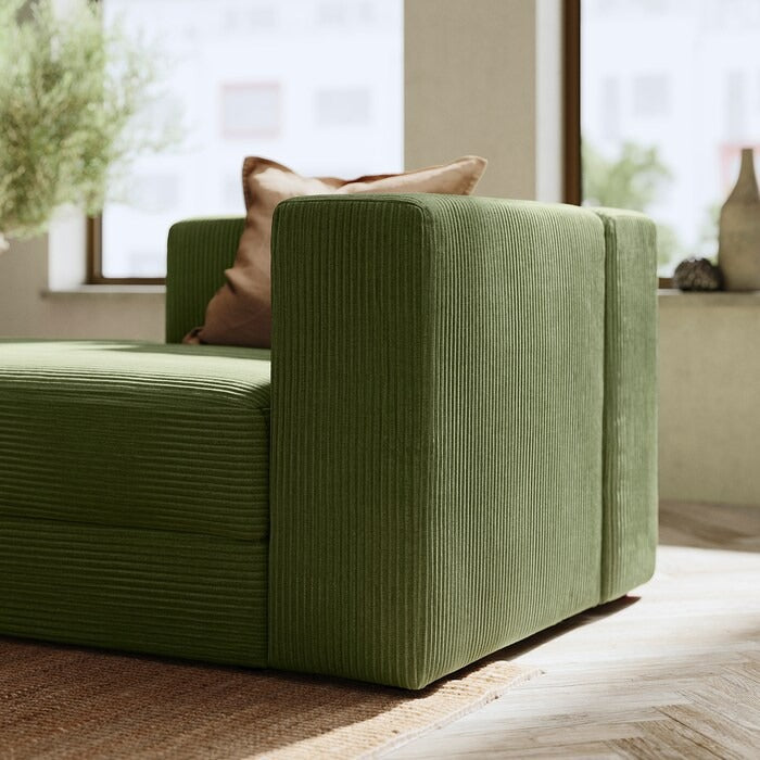 JÄTTEBO Chaise longue module, left, with armrest/Samsala dark yellow-green